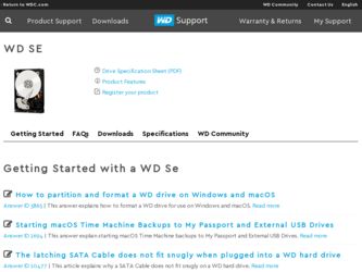 Se driver download page on the Western Digital site