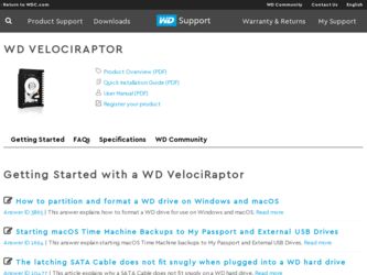 VelociRaptor driver download page on the Western Digital site