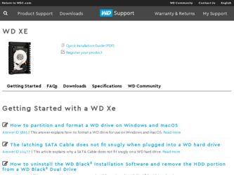 Xe driver download page on the Western Digital site