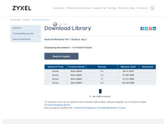 Elite 2864 driver download page on the ZyXEL site