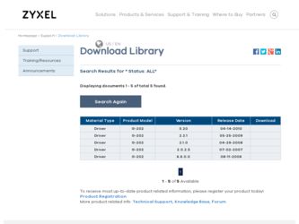 G-202 driver download page on the ZyXEL site