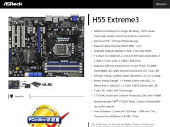 H55 Extreme3 driver download page on the ASRock site