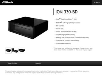 ION 330-BD driver download page on the ASRock site