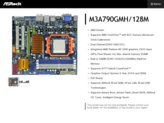 M3A790GMH/128M driver download page on the ASRock site