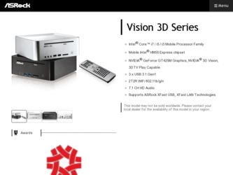 Vision 3D 137D driver download page on the ASRock site