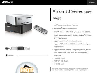 Vision 3D 241B driver download page on the ASRock site