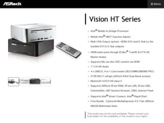 Vision HT Vision HT 311D Barebone driver download page on the ASRock site