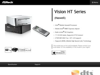 Vision HT Vision HT 420D driver download page on the ASRock site