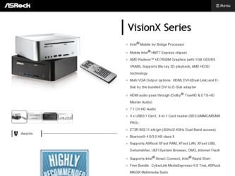VisionX 321B Barebone driver download page on the ASRock site
