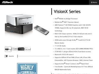 VisionX 321B driver download page on the ASRock site