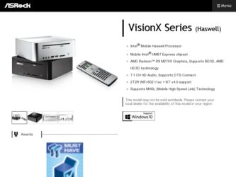 VisionX 420D driver download page on the ASRock site