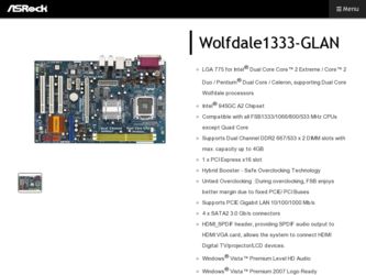 Wolfdale1333-GLAN driver download page on the ASRock site