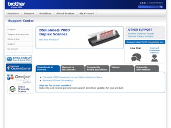 DSmobile 700D Duplex Scanner driver download page on the Brother International site