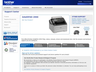 IntelliFAX-2940 driver download page on the Brother International site