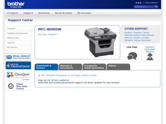 MFC-8690DW driver download page on the Brother International site