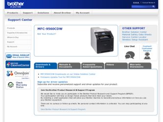 MFC-9560CDW driver download page on the Brother International site