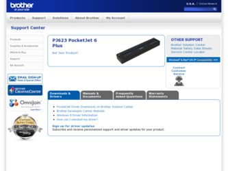 PocketJet 6 Plus Print Engine driver download page on the Brother International site
