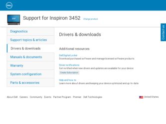 Inspiron 3452 driver download page on the Dell site