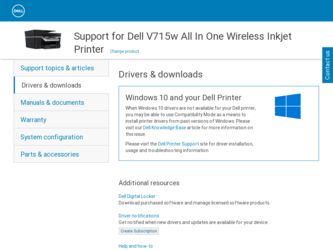 V715W driver download page on the Dell site