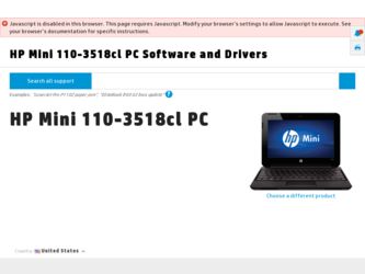 Mini 110-3518cl driver download page on the HP site