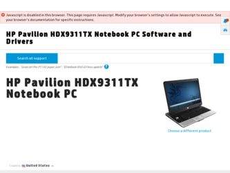 Pavilion HDX9311TX driver download page on the HP site