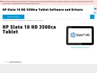 Slate 10 HD 3500ca driver download page on the HP site