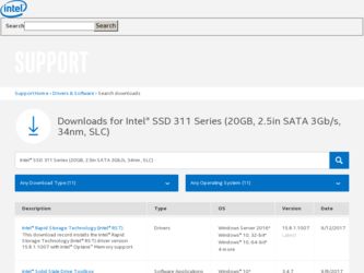 311 SSD driver download page on the Intel site