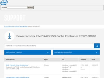 RCS25ZB040 driver download page on the Intel site