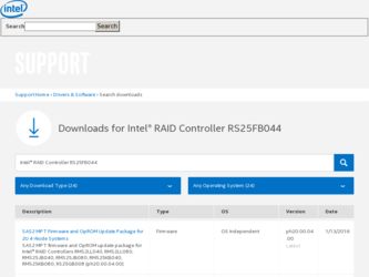 RS25FB044 driver download page on the Intel site