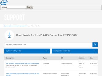 RS3SC008 driver download page on the Intel site