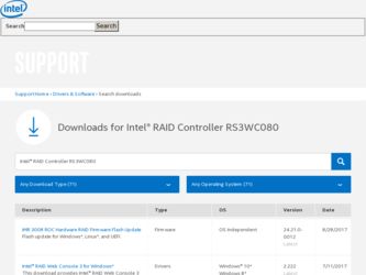 RS3WC080 driver download page on the Intel site