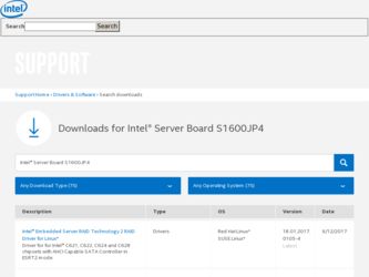 S1600JP driver download page on the Intel site