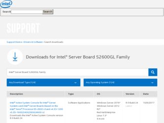 S2600GL driver download page on the Intel site
