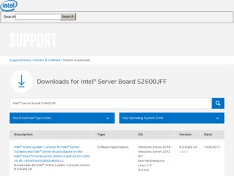 S2600JF driver download page on the Intel site