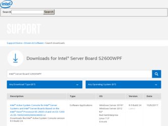 S2600WP driver download page on the Intel site