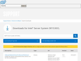 SR1530CL driver download page on the Intel site