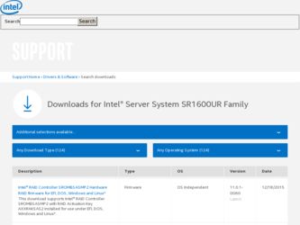 SR1600UR driver download page on the Intel site