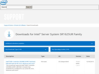 SR1625UR driver download page on the Intel site