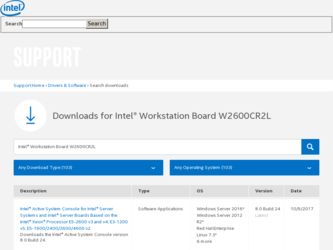 W2600CR driver download page on the Intel site