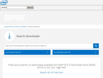 X25-E driver download page on the Intel site
