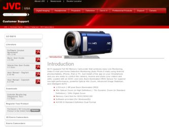 GZ-EX210 driver download page on the JVC site