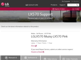 LX570 driver download page on the LG site