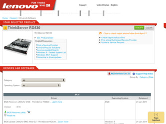 ThinkServer RD530 driver download page on the Lenovo site