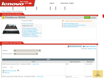 ThinkServer RD630 driver download page on the Lenovo site