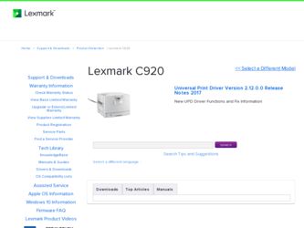 C920 driver download page on the Lexmark site
