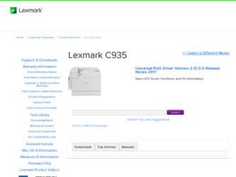 C935 driver download page on the Lexmark site