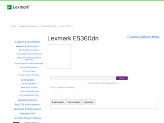 ES360dn driver download page on the Lexmark site