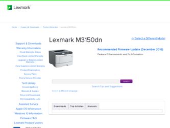 M3150dn driver download page on the Lexmark site