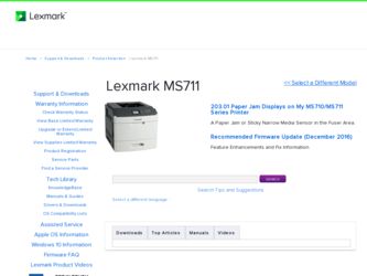 MS711 driver download page on the Lexmark site