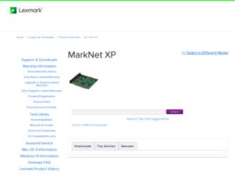 MarkNet XP driver download page on the Lexmark site